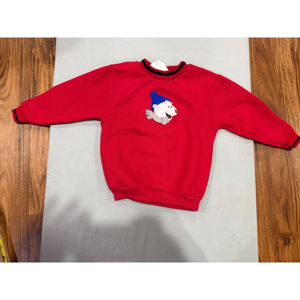 Vintage Toddler Healthtex Polar Bear Graphic Sweatshirt 4T Red